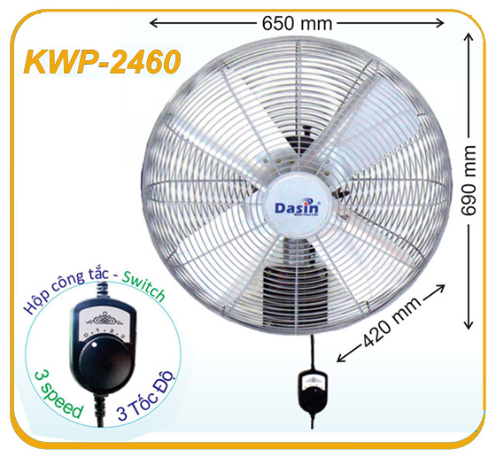 Quạt Dasin KWP-2460 vận hành êm ái tiết kiệm năng lượng